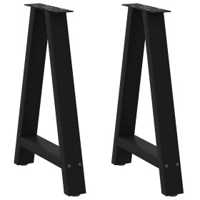 Patas de mesa de centro forma A 2uds acero negro 60x(72-73)